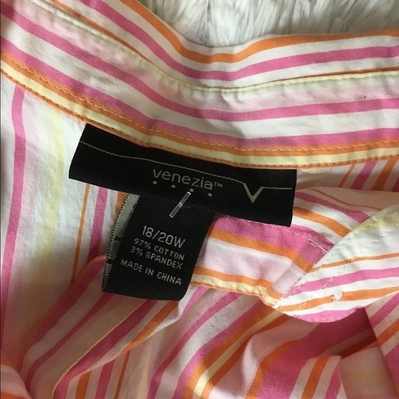 Venezia 18/20 short sleeve stripe button down blouse - Picture 6 of 11